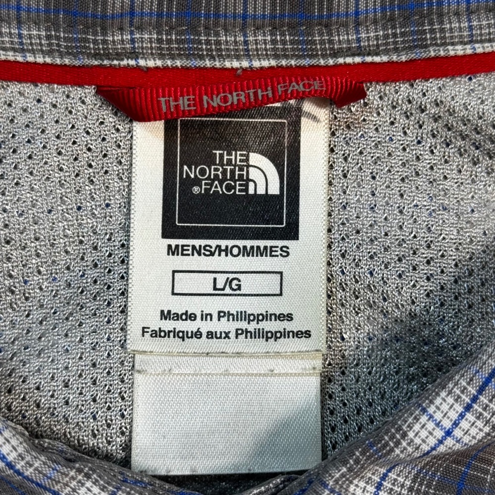 The North Face Mens Large Plaid Button Down Shirt Short Sleeve Gray Blue TB50 - Picture 4 of 8